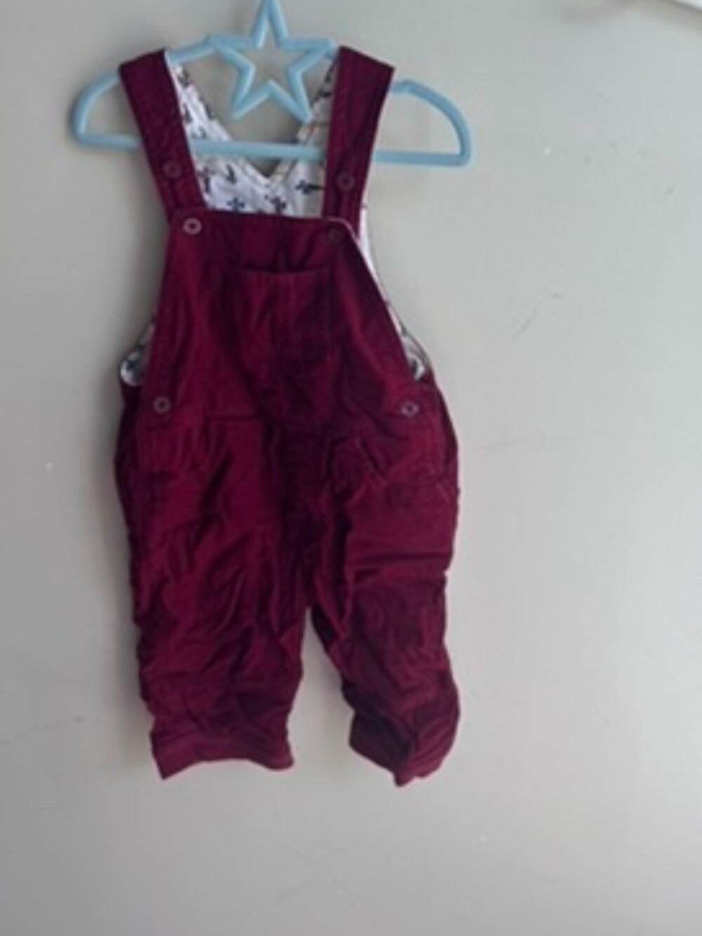 🍷✈️ Baby GAP Burgundy Corduroy Overalls – Airplane Lining – 6–12M ✈️🍷